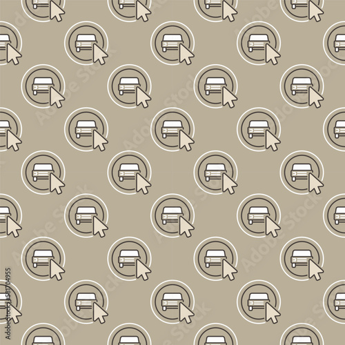 Mouse Cursor on Car Sharing App Button vector colored seamless pattern