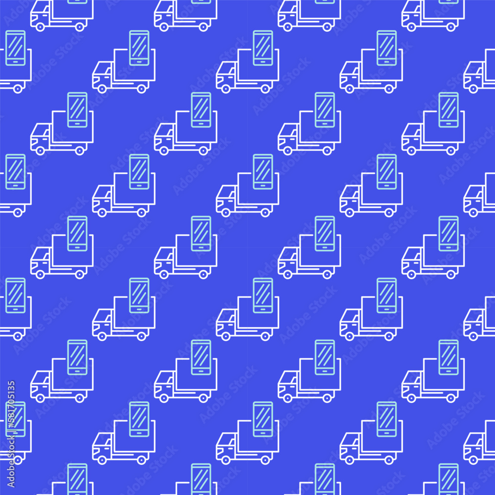 Smartphone and Delivery Truck vector Call blue line seamless pattern Smartphone and Delivery Truck vector Call blue line seamless pattern