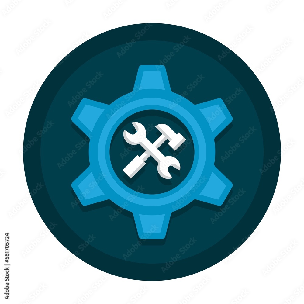 Obraz premium Technical support flat icon, seo and development, repair service, a colorful solid pattern on a white background,Technical Tools icon.