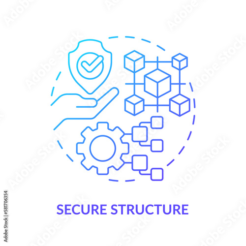 Secure structure blue gradient concept icon. Protection of customers information. DAO element abstract idea thin line illustration. Isolated outline drawing. Myriad Pro-Bold font used