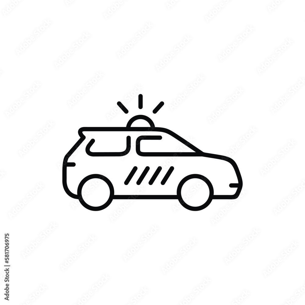 Police car line icon isolated on white background Police car line icon isolated on white background