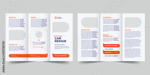 Car Repair trifold brochure template. A clean, modern, and high-quality design tri fold brochure vector design. Editable and customize template brochure