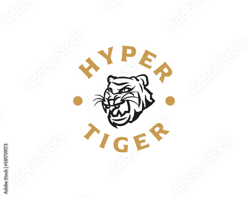 Black and White Lineart Tiger Head Logo for Martial Arts Community