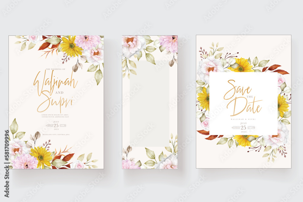 floral ornament wedding invitation card illustration