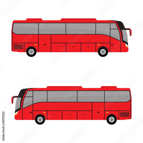 vector red bus tourism illustration