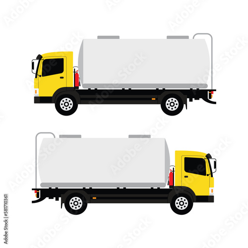 vector tank truck car. carrier of water and oil. illustration concept