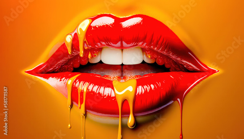 Lippen Mund Kuss Sinnlichkeit Gedankenspiel Abstrakte Illustration Generative AI Digital Art Kunst Hintergrund Cover photo