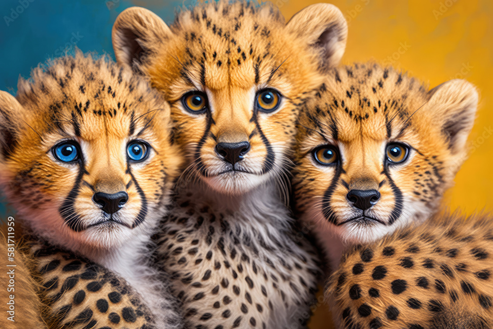 Cute cheetahs background, generative AI - obrazy, fototapety, plakaty 