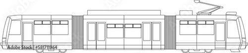 Vector sketch illustration of modern electric train trem photo
