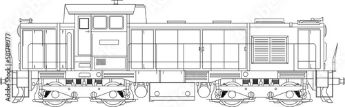 Vector sketch of vintage old diesel train illustration