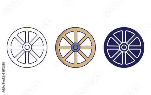 Wagon wheel vector icon