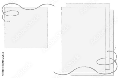 Template with blank pages and decorative lines. Vector illustration. Copy space.