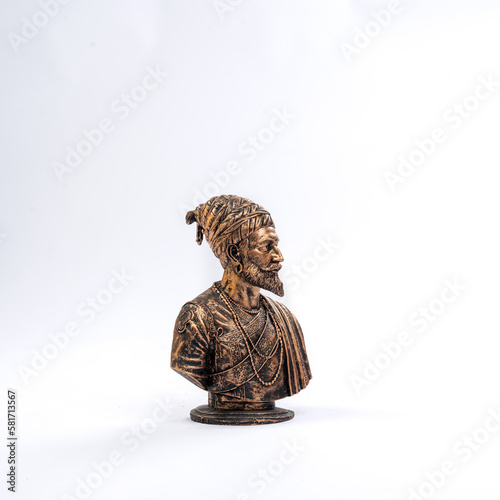 Chhatrapati Shivaji Maharaj Sculture over white background photo