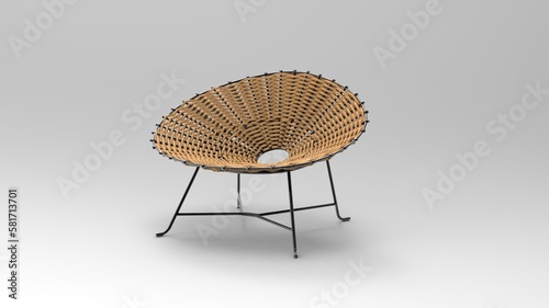 Fototapeta Naklejka Na Ścianę i Meble -  bamboo chair, rattan. isolated white background