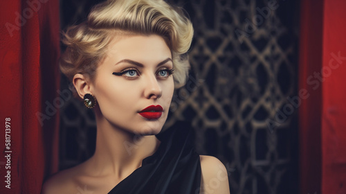 Czech glamour blonde model, Generative AI.