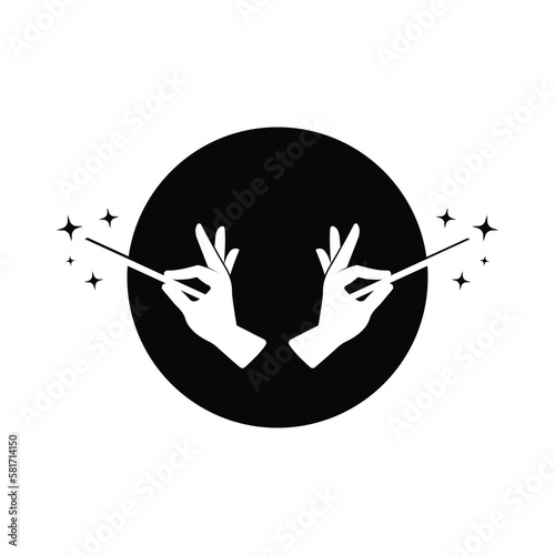 magic wand icon logo vector template
