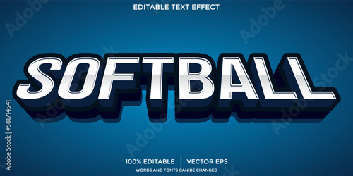softball editable text effect template with abstract background use for business logo and brand