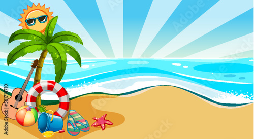 Summer beach background template