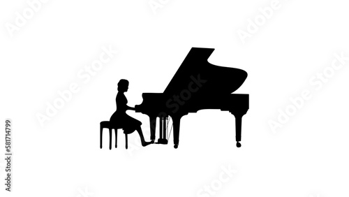 woman pianist plays the piano