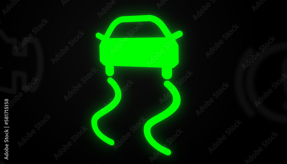 Electronic stability control warning light alert on Car Dashboard