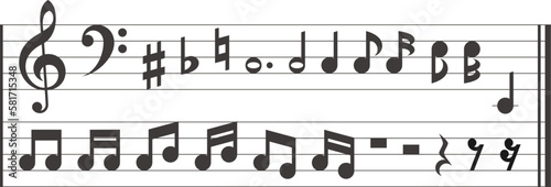 モノクロの音符記号セット