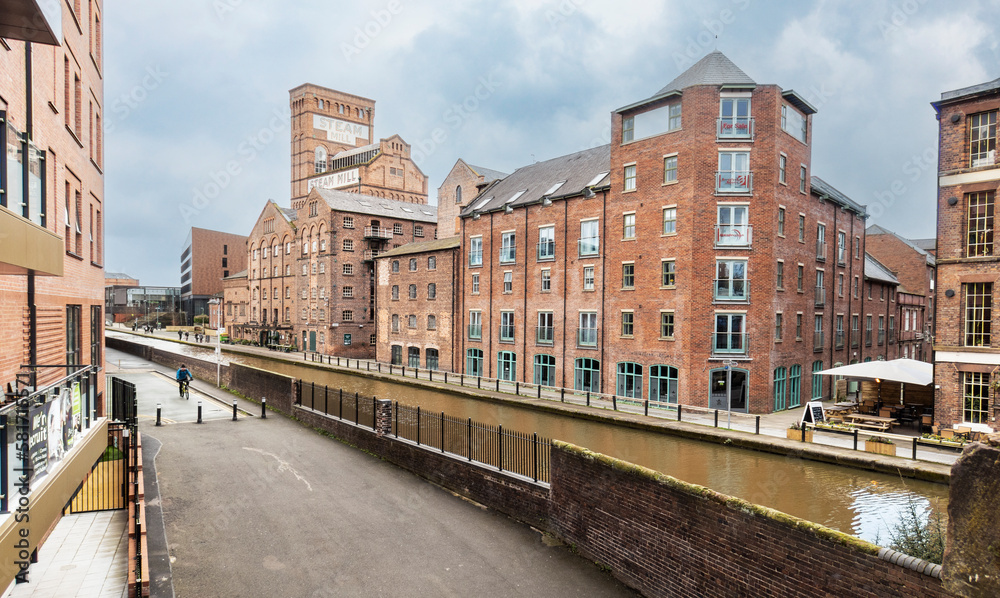 Shrewsbury Shropshire united kingdom 20, October 2022 the historic steam mill buildings in cheshire a large riverside industrial complex now converted to business and residential use