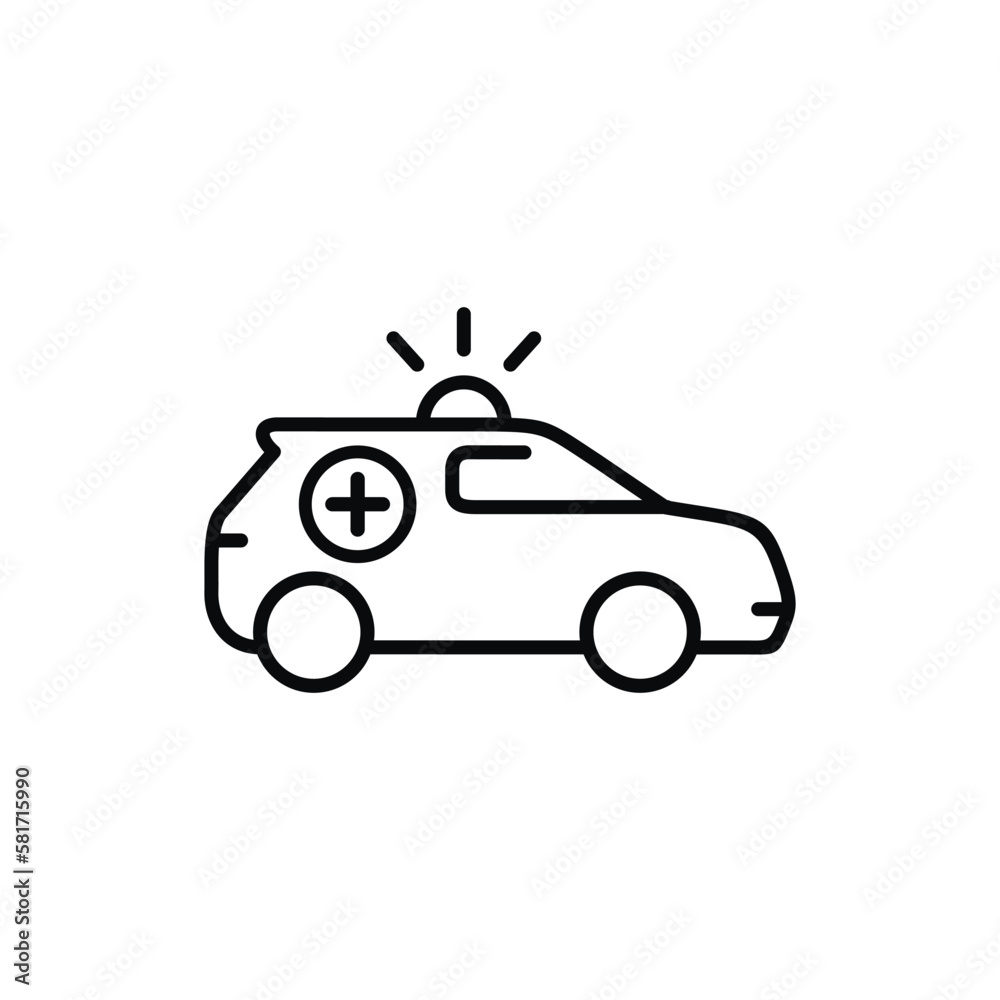 Ambulance line icon isolated on white background