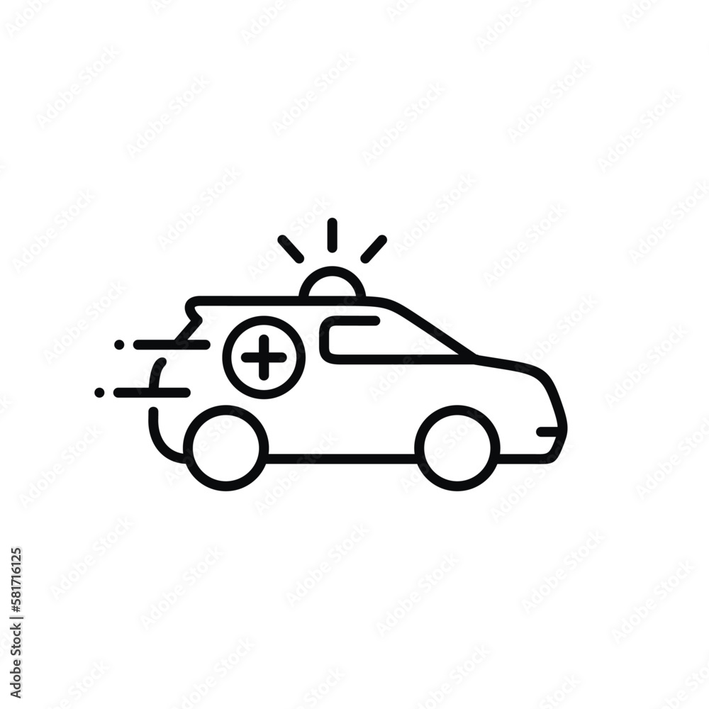 Ambulance line icon isolated on white background Ambulance line icon isolated on white background