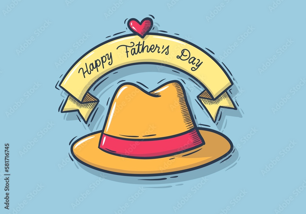 illustration of hat and ribbon with happy father's day message illustration of hat and ribbon with happy father's day message