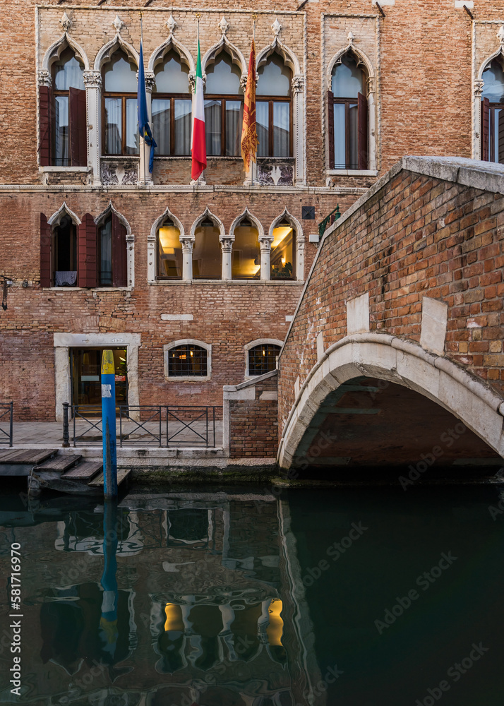 Architectural detail of old building in Venice, Italy