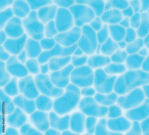 Blue water pool background texture. Overhead view on swimming pool. Summer blue aqua swiming surface pattern. Summer abstract blue waves