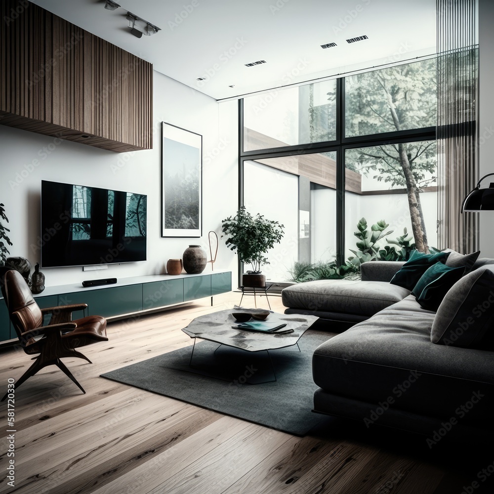 Living room in modern style, design, Generative AI Living room in modern style, design, Generative AI