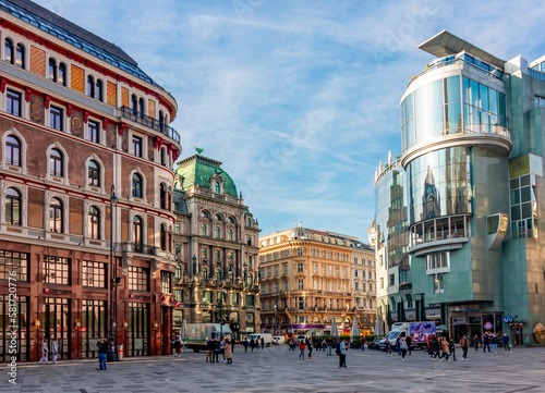 Stephansplatz square and Graben street in center of Vienna, Austria