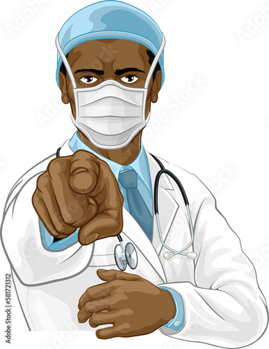 Doctor in PPE Mask Pointing...