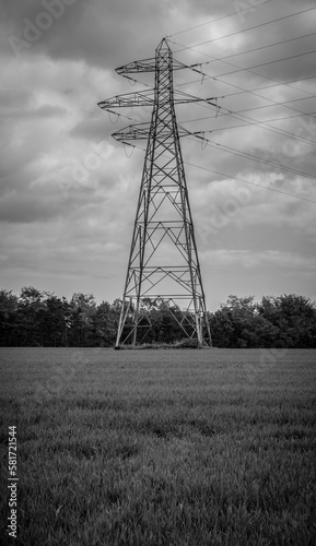 power line tower in a field