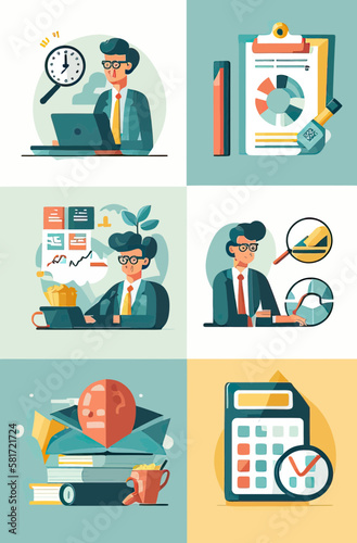 Accounting and bookkeeping vector icon set