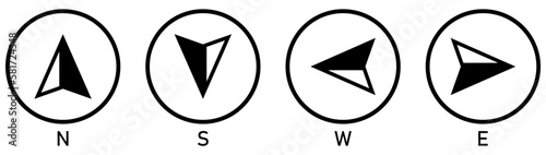 Set of vector compass icons. Map symbol. Vector illustration
