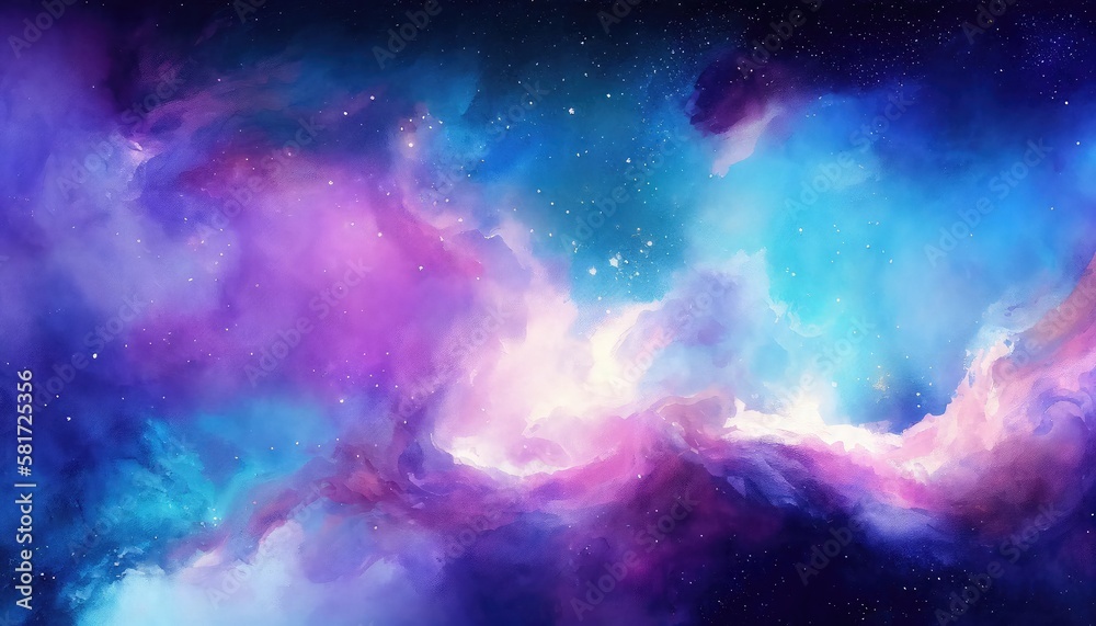 Watercolor space background texture, violet blue backdrop