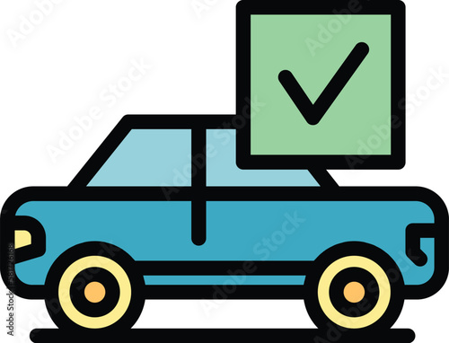 New car icon. Outline New car vector icon for web design isolated on white background color flat