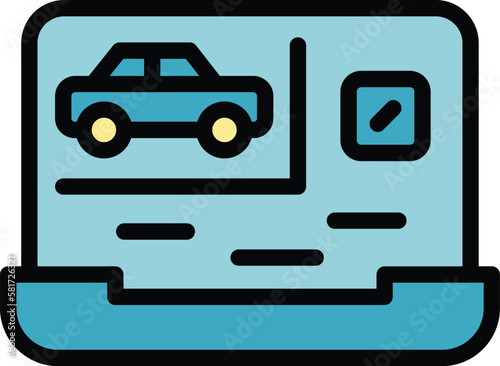 Buying car icon. Outline Buying car vector icon for web design isolated on white background color flat