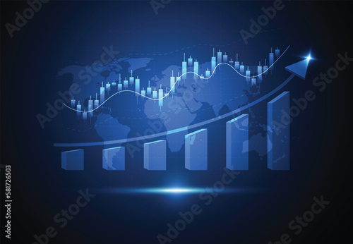 Business candle stick graph chart of stock market investment trading on white background design. Bullish point, Trend of graph. Vector illustration