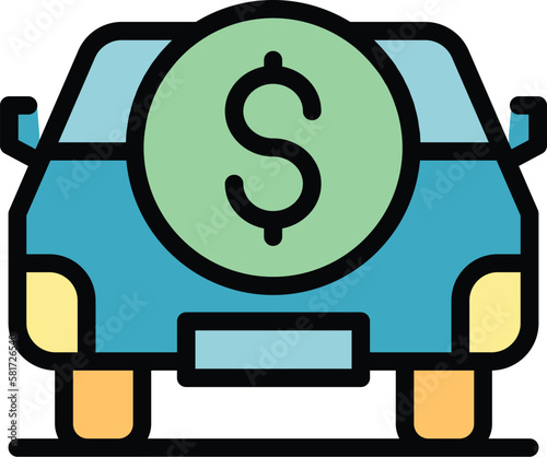 Buying auto icon. Outline Buying auto vector icon for web design isolated on white background color flat