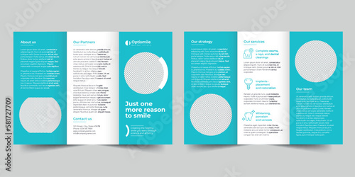 Dental Clinic trifold brochure template. A clean, modern, and high-quality design tri fold brochure vector design. Editable and customize template brochure