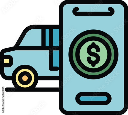 Online shop car icon. Outline Online shop car vector icon for web design isolated on white background color flat
