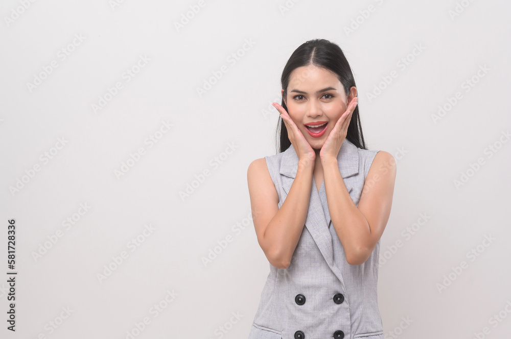 Portrait of beautiful woman over white background studio. Portrait of beautiful woman over white background studio.