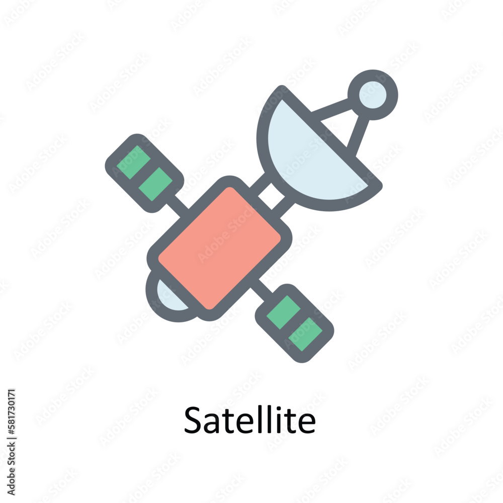 Satellite Vector Fill outline Icons. Simple stock illustration stock Satellite Vector Fill outline Icons. Simple stock illustration stock