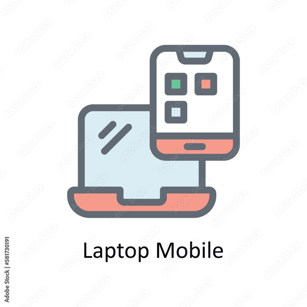 Laptop Mobile Vector Fill outline Icons. Simple stock illustration stock