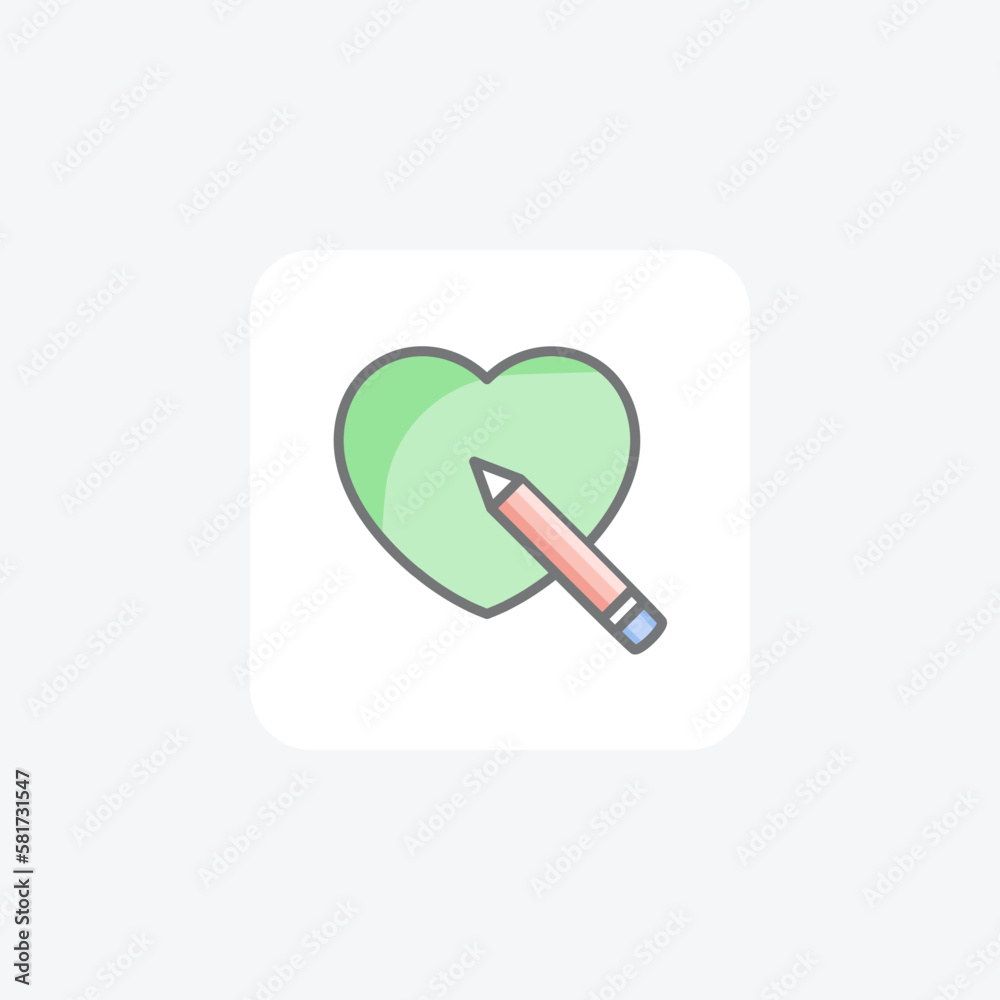 Heart list, pen, fully editable vector fill icon
Heart list, pen, fully editable vector fill icon