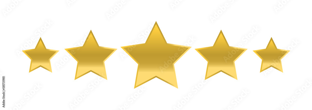 Five star golden icon. Vector stock illustration.