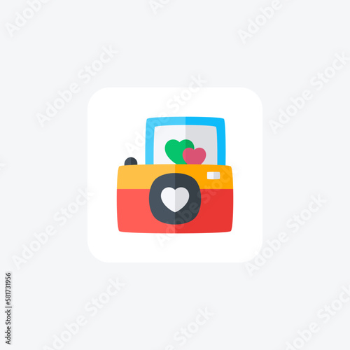 Camera, heart,  photo fully editable vector line icon

